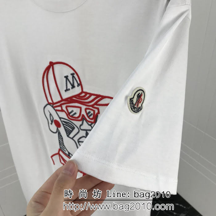 MONCLER蒙口 19春夏新款 頭像系列限量版 刺繡頭像小章仔 白色雙股純棉 男款短袖 ydi2151